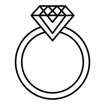 Emerald wedding ring icon, outline style Stock Illustration