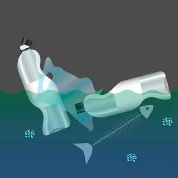 Emergence of microplastics. Stop plastic pollution. Rumpled Plastic dishes an Stock Illustration