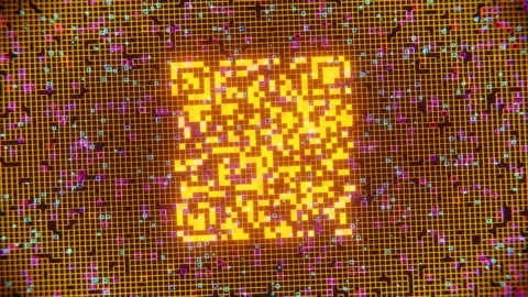The emergence of QR-code from falling particles Stock Footage 202938531