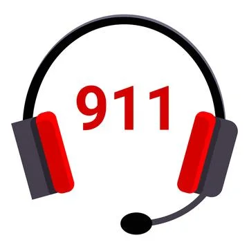 Emergency 911 calling headset depicting emergency services Stock Illustration