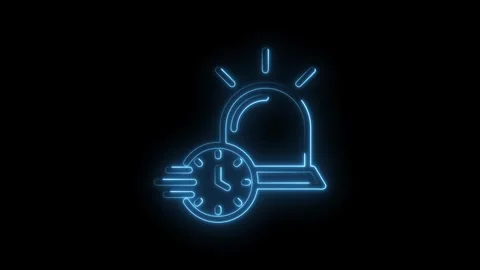 Emergency alarm clock neon light glowing icon representing urgent time sensitive Stock-Footage 333952015