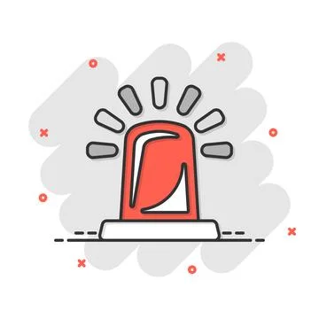 Emergency alarm icon in comic style. Alert lamp cartoon vector illustration.. Stock Illustration