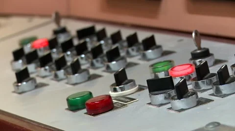 Emergency Alarm Sounding On Control Room Circuit Board Stock Footage 48456992