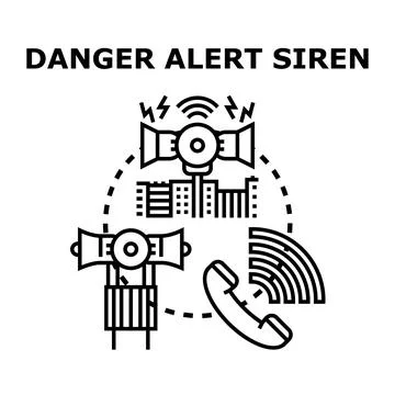 Emergency alert siren system notifying warning message Stock Illustration