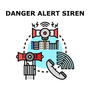 Emergency alert siren system notifying warning message Stock Illustration
