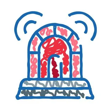 Emergency alert siren warning blinking light icon Stock Illustration