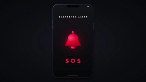 Emergency alert sos notification on smartphone screen digital security warn.. Vidéo 344855577