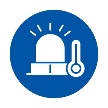 Emergency Alert Symbol Featuring Light and Thermometer on Blue Background Stock Illustration