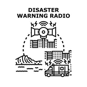 Emergency alert system broadcasting disaster warning messages Stock Illustration