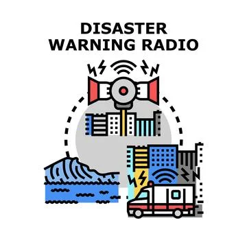 Emergency alert system broadcasting disaster warning messages Stock Illustration