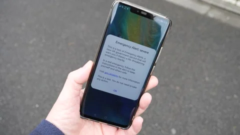 The Emergency Alert test message on Sunday 23rd April 2023, London, UK. Stock Footage 240033778