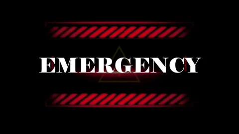 Emergency alert text signage with accompanied yellow warning triangle icons red Stock Footage 345567939