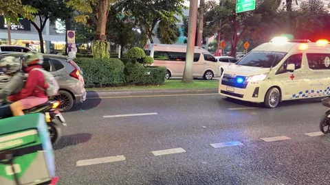 Emergency Ambulance with Flashing Lights Video stock 328280609