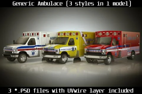 Emergency Ambulance Vol7 truck 3in1 3D Model