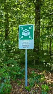 Emergency assembly point in forest Friedwald, place for Natural burial. 09 Stock Photos