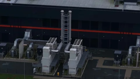 Emergency Backup Generators at Data Center Middenmeer Aerial View Stock Footage 324882726
