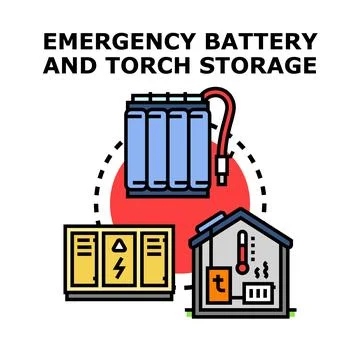 Emergency battery and torch storage concept illustration Stock Illustration
