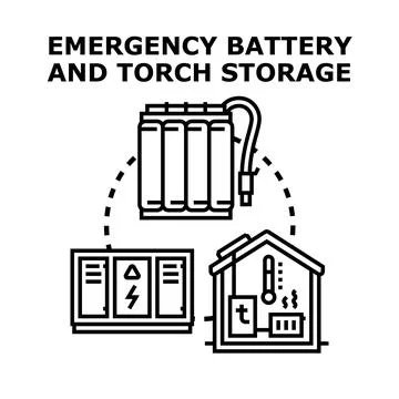Emergency battery and torch storage concept illustration Stock Illustration