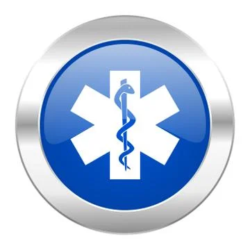 Emergency blue circle chrome web icon isolated. Stock Illustration