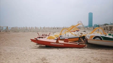 Emergency Boat on the beach Stock Footage 62986757