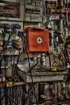 Emergency box in the workshop HDR Stock Photos