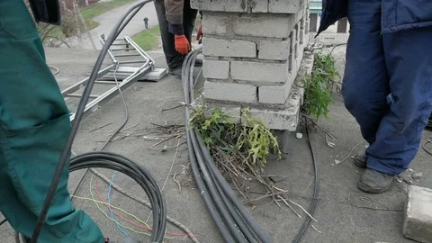 Emergency brigade communications engineers work Stock Footage 126954698