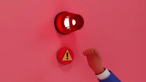 Emergency button and siren animation. 3d render, cartoon style Stock Footage 286057248