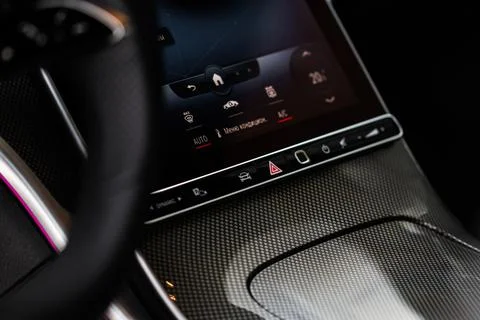 Emergency button in car, hazard light. Close up of car emergency button. Tran Foto stock