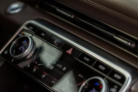 Emergency button in car, hazard light. Close up of car emergency button Stock Photos