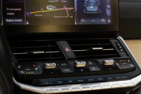 Emergency button in car, hazard light. Close up of car emergency button Stock Photos