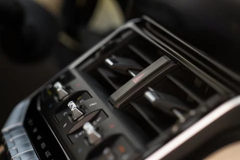 Emergency button in car, hazard light. Close up of car emergency button Stock Photos