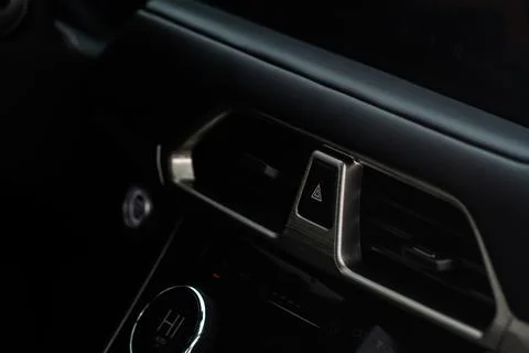 Emergency button in car, hazard light. Close up of car emergency button Stock Photos
