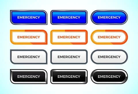 Emergency button set of different shapes and colors. Suitable for mobile ap.. Stockillustratie