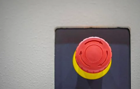 Emergency button stop red off safety control Stock Photos