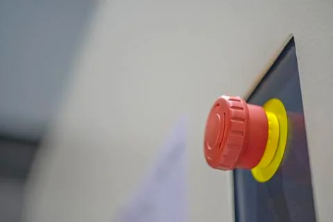 Emergency button stop red off safety control Stock Photos
