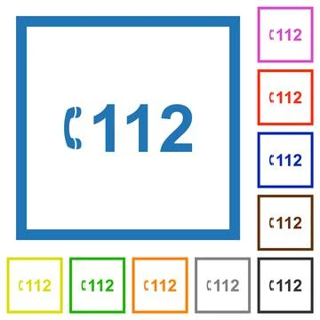 Emergency call 112 flat framed icons Stock Illustration