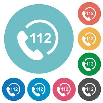 Emergency call 112 flat round icons Illustrazione stock