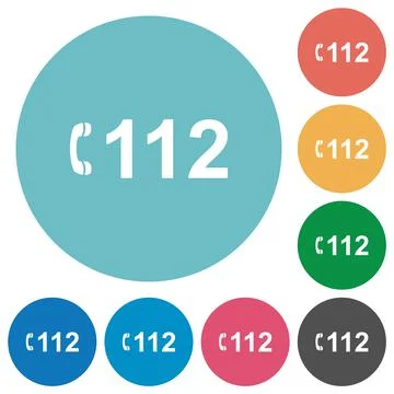 Emergency call 112 flat round icons Illustrazione stock