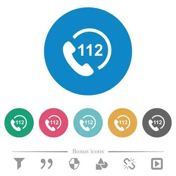 Emergency call 112 flat round icons Stock Illustration
