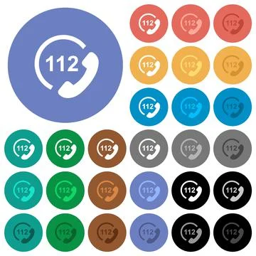 Emergency call 112 round flat multi colored icons 스톡 일러스트