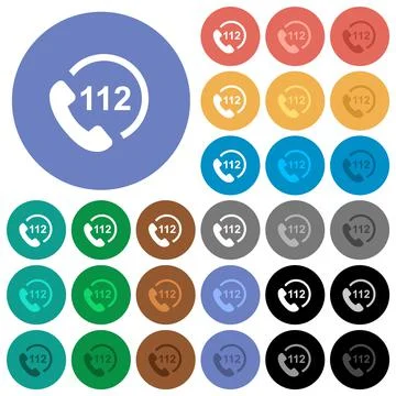 Emergency call 112 round flat multi colored icons Illustrazione stock