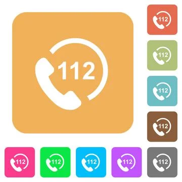 Emergency call 112 rounded square flat icons Stock Illustration