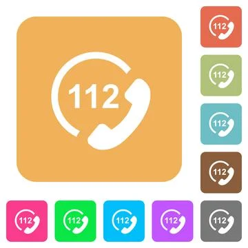 Emergency call 112 rounded square flat icons Stock Illustration