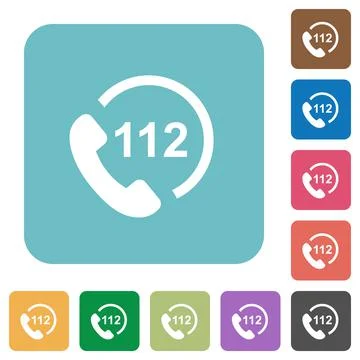 Emergency call 112 rounded square flat icons イラスト素材