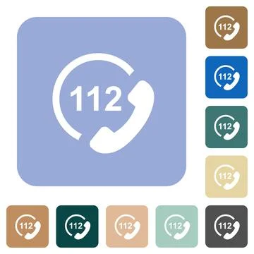 Emergency call 112 rounded square flat icons イラスト素材