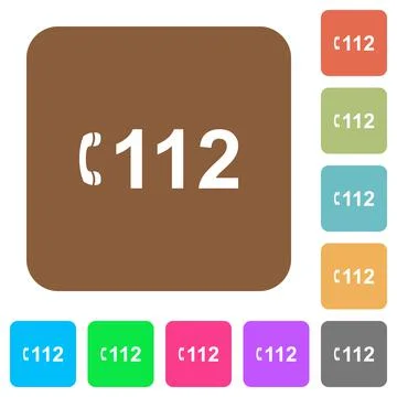 Emergency call 112 rounded square flat icons Illustrazione stock