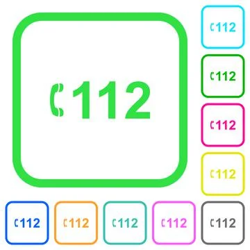 Emergency call 112 vivid colored flat icons Illustrazione stock