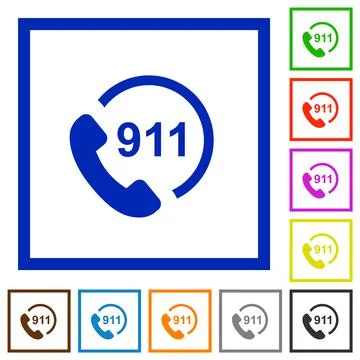 Emergency call 911 flat framed icons イラスト素材