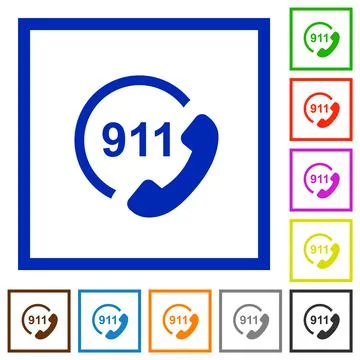 Emergency call 911 flat framed icons Illustrazione stock