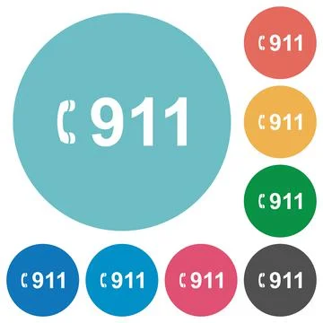 Emergency call 911 flat round icons Illustrazione stock